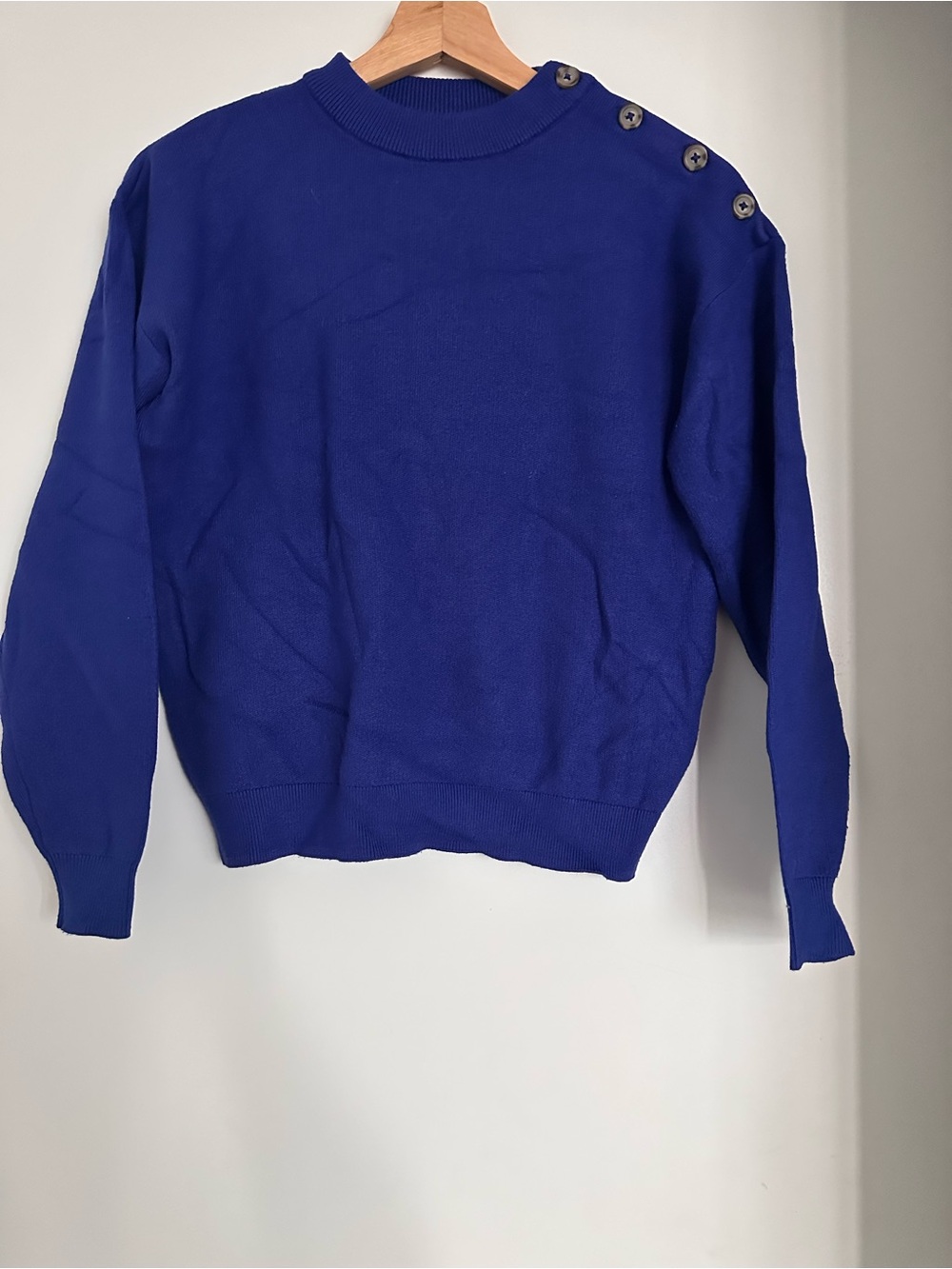 M&S Classic Button-Shoulder Women's Sweater - Royal Blue US S